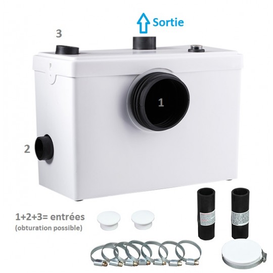 Broyeur Sanitaire Wiltec Sanitrip 600W Pour WC Douche Lave-linge Blanc